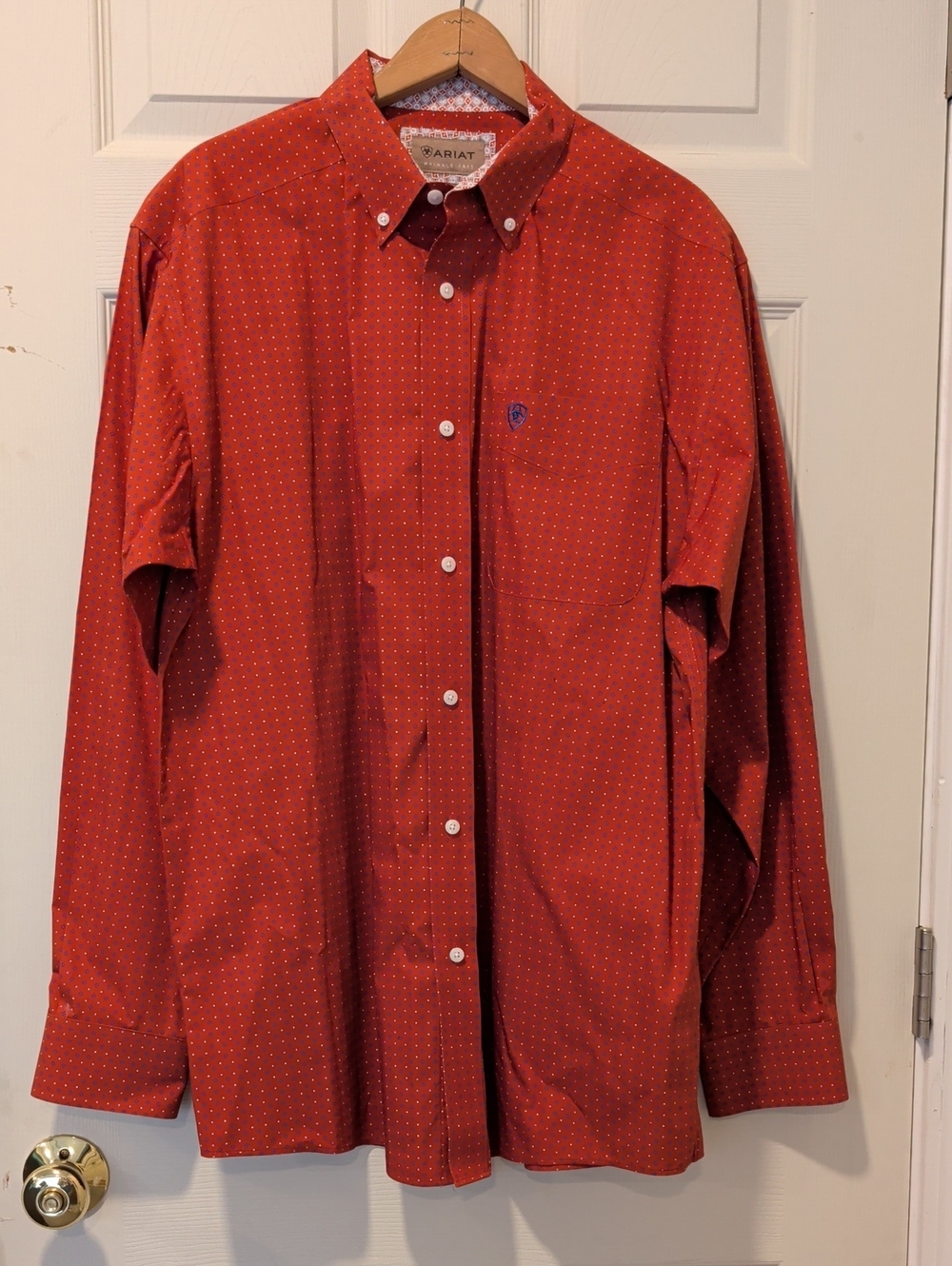Ariat Men's Orange-Red Button-Down Long Sleeve Shirt